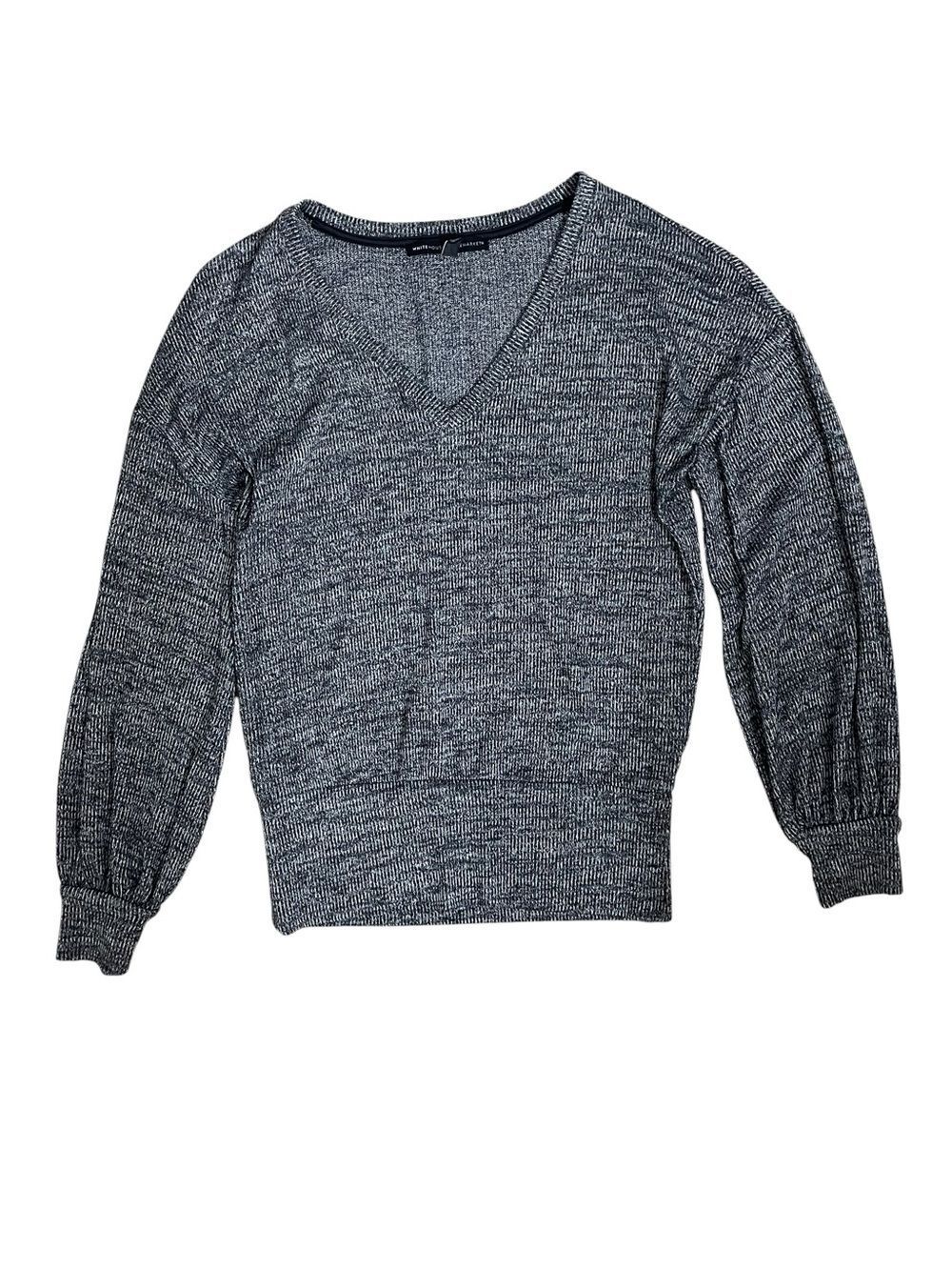 White House Black Market Grey Marled V-Neck Pullover Sweater Size S